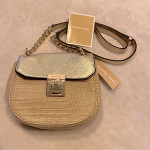 NWT Michael Kors Cecelia mini saddle bag, pale gold